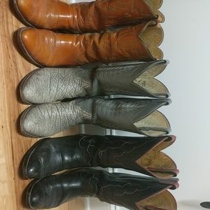 Three pairs of cowboy boots